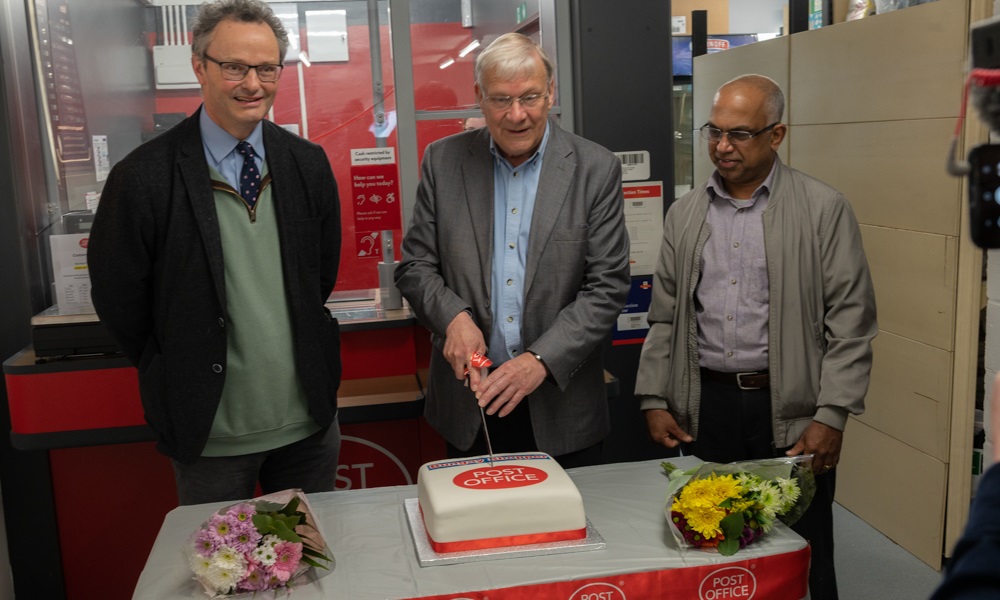 Peter Aldous at the opening of Bungay Post Office