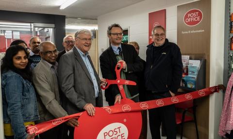 Peter Aldous MP opens the new post office in Bungay