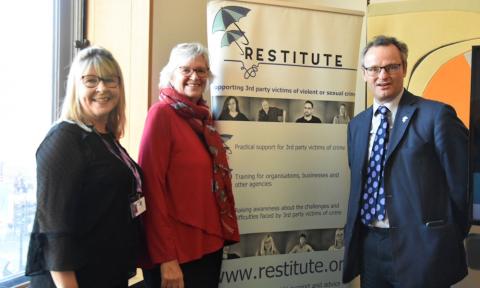 Peter Aldous MP at the drop-in event with Restitute CIC