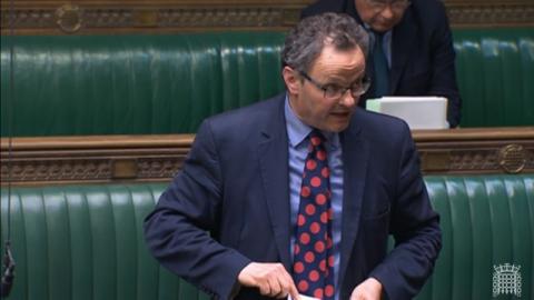 Peter Aldous MP speaking in the House of Commons